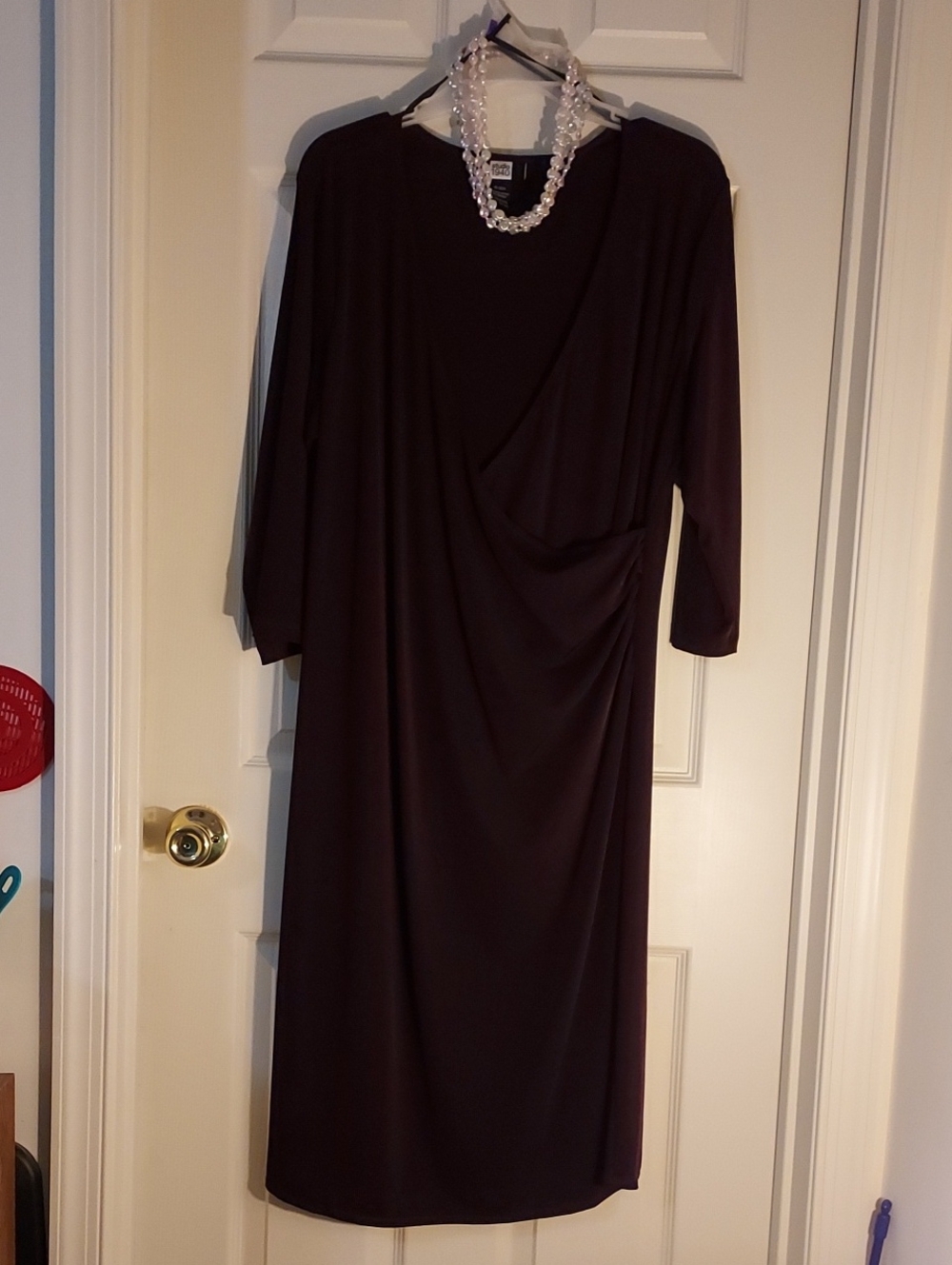 Classic Draped Midi Dress in Deep Plum